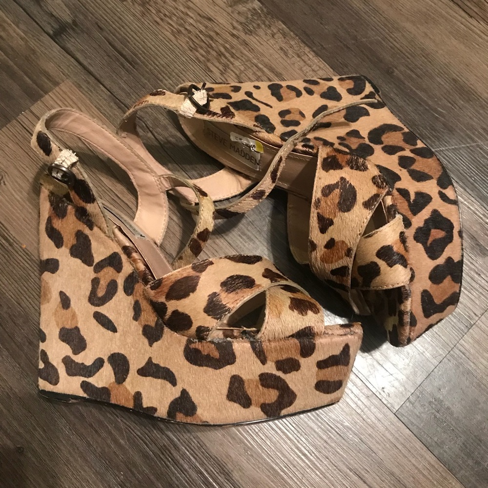 2/$15 Steve Madden Cheetah Print Wedges